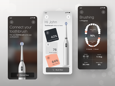 IoT brushing app! 🦷📱 3d render animation app ar augmented reality branding brushing app dental app design graphic design healthcare illustration iot logo medical ui ux vector
