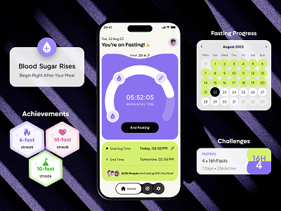 Intermittent Fasting - Mobile App Design android app app design app interaction clean dashboard diet fasting app fasting tracker health healthcare intermittent fasting app ios mobile mobile ui statistics timer ui uiux ux
