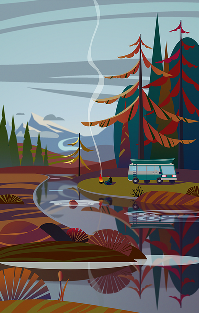 It's colder on the lake branding design graphic design illustration landscape vector графический дизайн