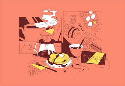 Breakfast coffee design food graphic design illustration vector web design