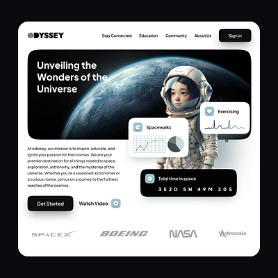 Have you ever wanted to exercise in Space? Behold ODYSSEY 3d animation assets branding design figma graphic design graphicdesign illustration logo motion graphics ui uiux vector vectors whatif