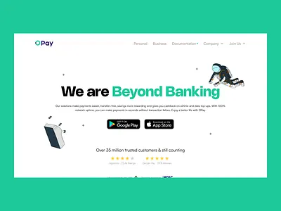 OPay Landing Page Redesign fintech green intuitive design minimal ui uiux user interface web design
