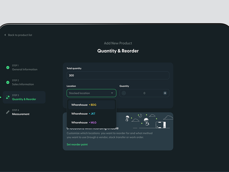 Inventar - Inventory Management - Quantity & Reorder erp inventory management product productdesign quantity reorder saas stock ui ux warehouse webdesign