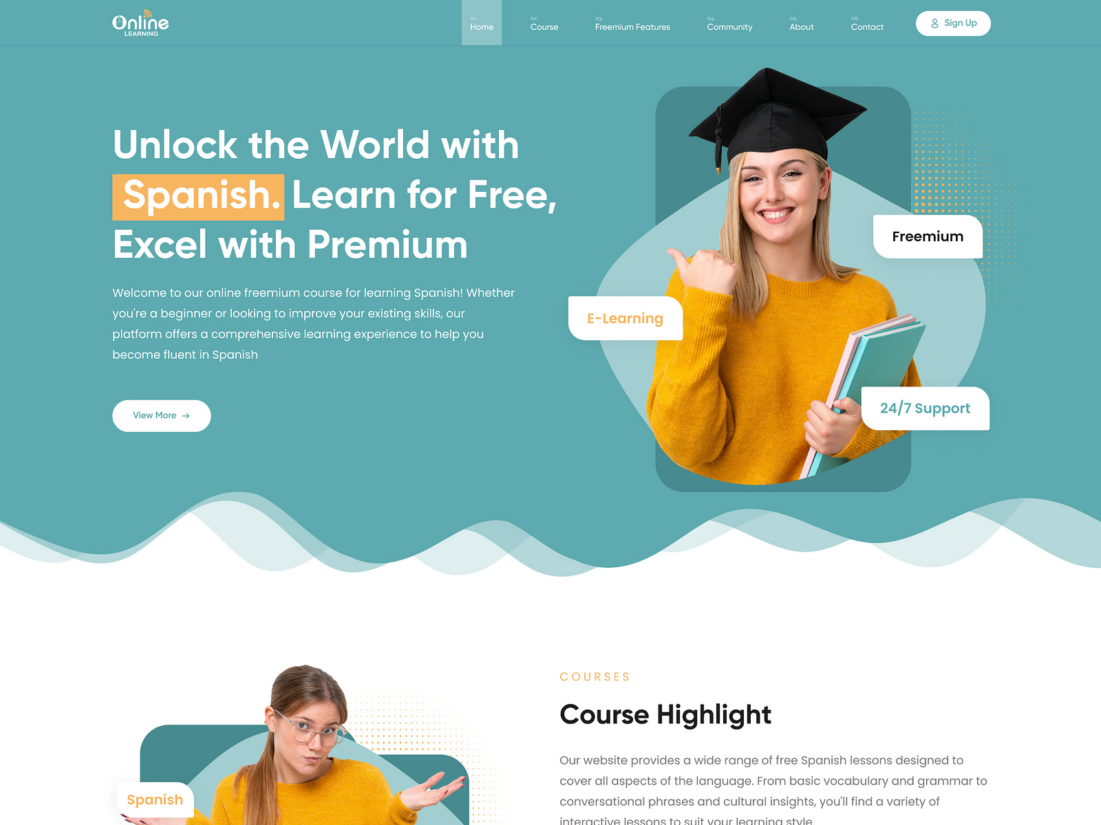 E learning web design by w3nuts on dribbble