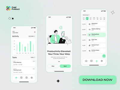 Productivity App - Rounded Desing Style app design mobile app mobile app design modern app design productivity app productivity app design rounded design style ui uidesign uiux