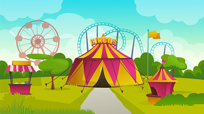 Carnival Cartoon Background amusement background carnival cartoon background circus ferris wheel free illustration roller coaster scene
