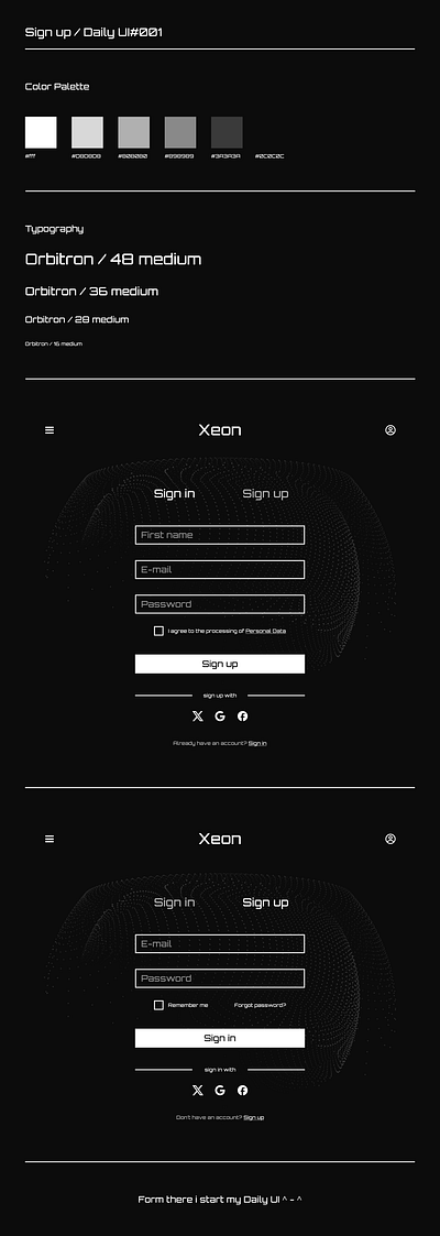 Sign up - Daily UI #001 dailyui form graphic design sign in sign up ui ux web design