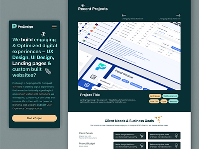 ProDesign Agency Website Design agency branding green orange landing page logo ui ux design web design