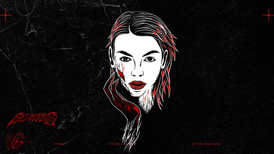 HAUNTED GRACE VECTOR WITH LETTERING CUSTOME art blood branding design face girl graphic graphic design illustration tornface vector