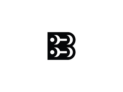 Letter B Barbell Logo abstract barbell brand company fitness for sale gym health initial letter b logo logo design negative space