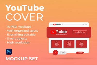 YouTube cover mockup banner cover covers graphic design mockup template youtube