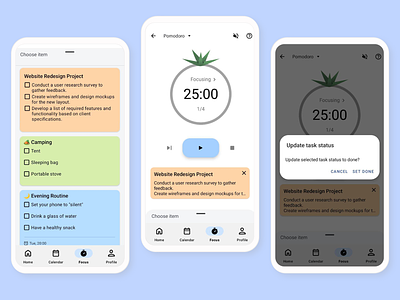 Planndu Focus Timer Updates app design focus focus timer planner pomodoro task management ui ux