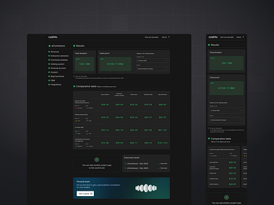 Coshto service pages dashboard figma framer minimal ui