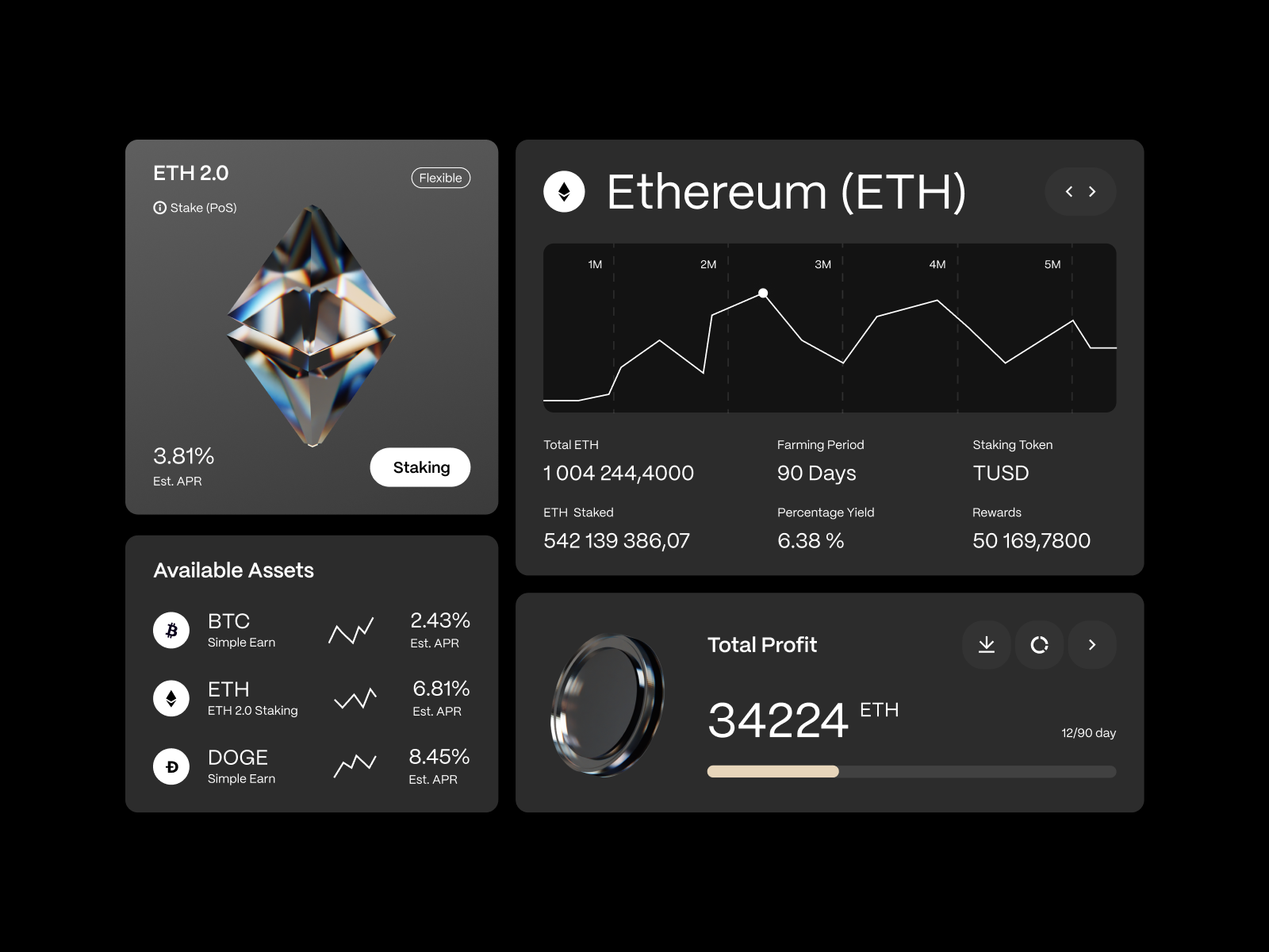 User interface for Staking web app 3d app app design crypo design earning illustration staking trade ui ux web web app