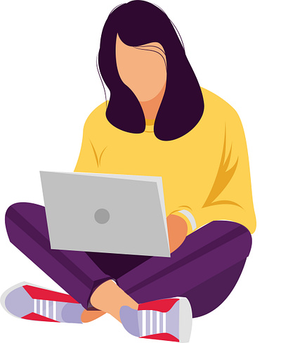 laptop girl @clawjer_san illustration vector