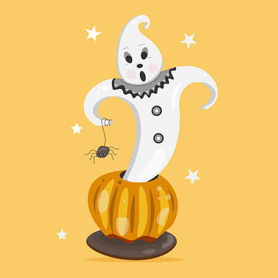 Pumpkin and ghost animation graphic design logo