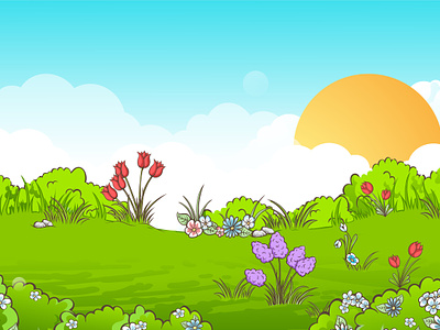 Cartoon Background Flower Field cartoon background field background flower flower background flower field free landscape background spring background