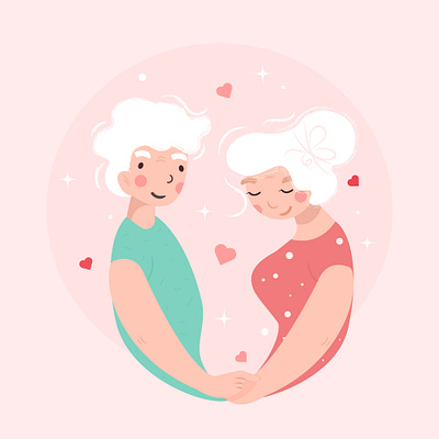 elderly couple in love animation design graphic design illustration vector