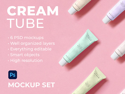 Cream tube mockup beauty cosmetic cream mockup tube