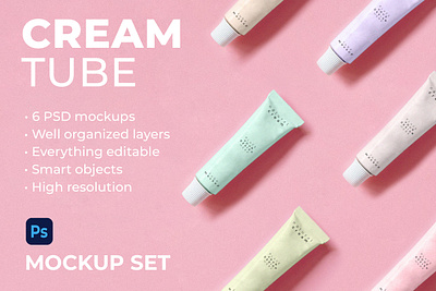 Cream tube mockup beauty cosmetic cream mockup tube