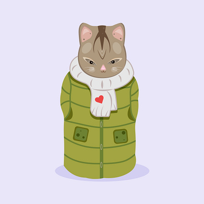 cat in a green coat design graphic design illustration logo