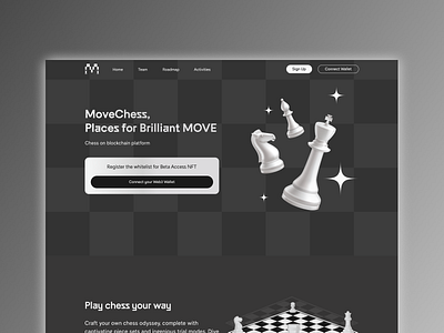 MoveChess - Landing Page blockchain chess figma landing page nft ui ux