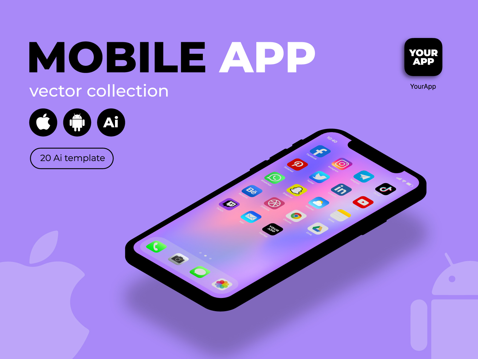Mobile App vector template android app graphic design icon ios mobile phone screen vector