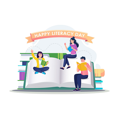 Adventure 2d animation booklovers design education flat illustration inspiration knowledge literacy literacyday literacyforall man motion people reading readingcommunity stories woman