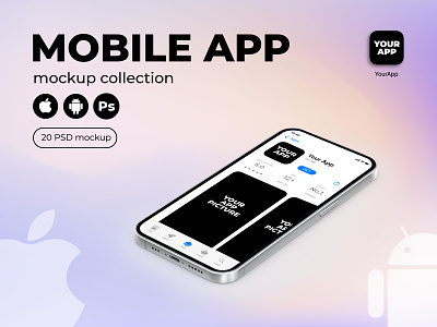 Mobile App mockup collection android app application appstore google play ios mobile mockup phone screen