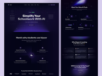 Kipper Redesign : Website Design/Landing Page ai ai education ai education website ai landing page ai website design education education website illustration minimal saas saas landing page saas website ui ui design ux web web design website website design