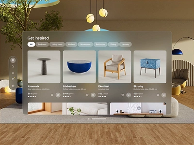 Spatial Design for IKEA – Apple Vision Pro / visionOS animation apple apple vision pro ar creative ecommerce furniture ikea minimalistic mockup motion product design room spatial design ui ux vibrant visionos vr