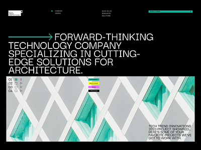 Tech Tech Innovations - Website Design black branding design figma green logo minimal typography ui web website white