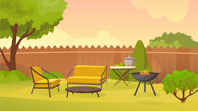 Cartoon BBQ Background background backyard barbeque bbq cartoon cooking fence free outdoor