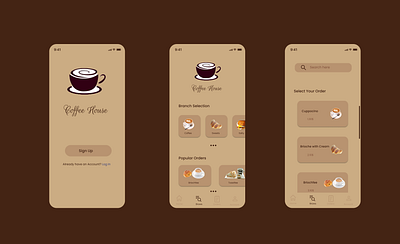 Application design for ordering from a coffee shop design application