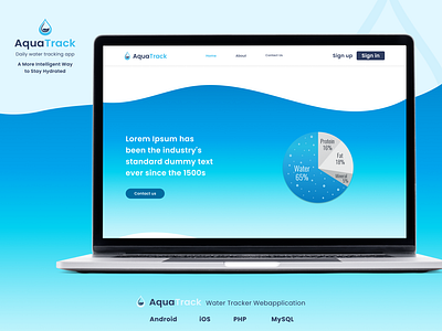 Water Tracking Web Application drinkmorewater fitness app hydrationreminder landing page stayhydrated ui ui design uiux design ux design water tracking app waterintaketracker web application web design website design