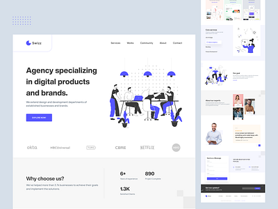 Digital Agency Landing Page- Swizz app branding corporate landing page design digital agency digital webpage figam landing page graphic design mobile modern landing page product design ui uiux web design website