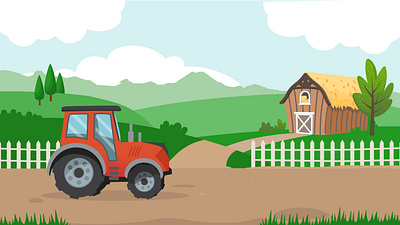 Cartoon Farm Field Background background barn cartoon farm farming tractor