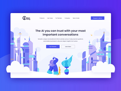 Curious Thing – Hero illustration blue brand mascot branding characters design explore future futuristic graphic design hero hero illustration illustration illustrator mascot modern sketch ui vector