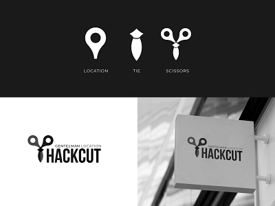 Logo for barbershop barbershop branding graphic design identity location logo scissors tie