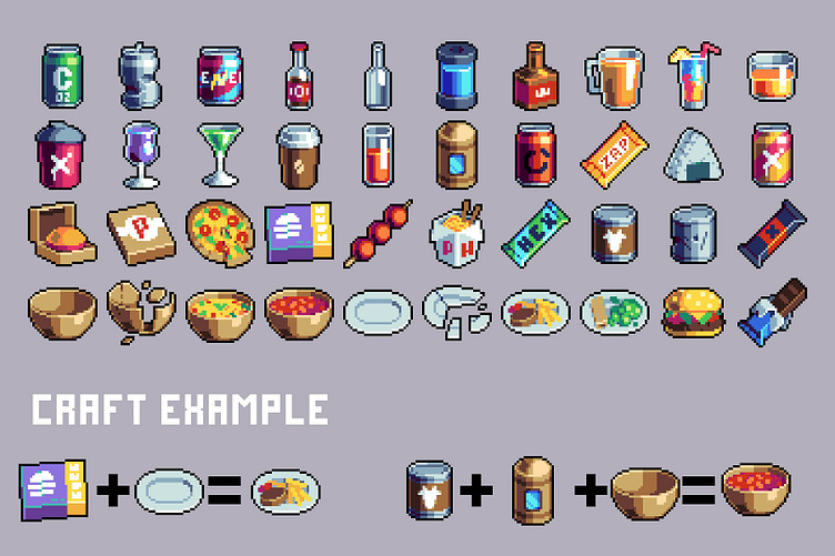Street Snacks Pixel Art 32×32 Icon Pack by 2D Game Assets on Dribbble