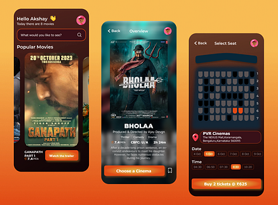 Bollywood movie booking mobile app 3d animation app bollywood branding design dribbbleshot graphic design mobiledesign moviebookingapp ui ux