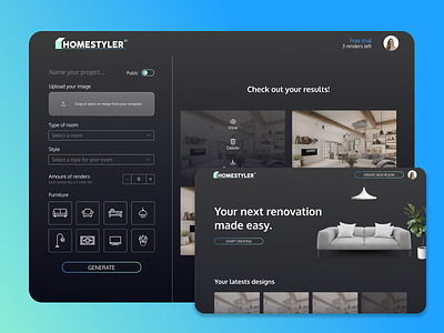 HomeStyler | AI Platform ai design graphic logo ui ui design ux ux design website