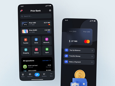 Bank App app bank card dark mobile nft ui