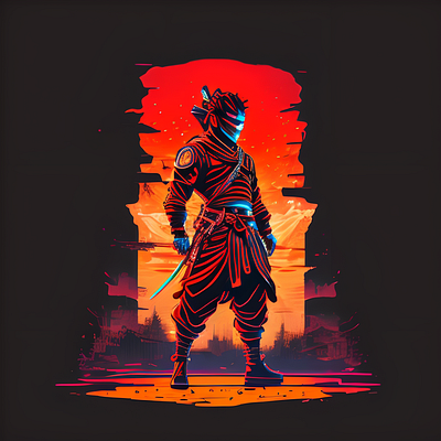 Cyberpunk samurai aethtetic ai art design graphic design illustration