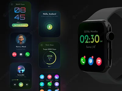 Smart Watch UI/UX Design fitness smart watch app smart watch app ui