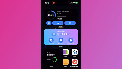 Interactive widget for iOS 17 With animation animation banking design finance intent interactive ios mobile privacy widget