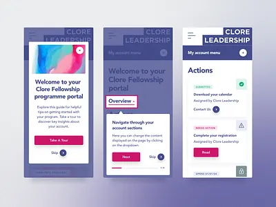 Clore Leadership: Application process applicants applications assessments interactive walkthroughs leadership mobile design mobile friendly mobiles onboarding online applications online courses participants programmes tutor overlays ui user experience ux walkthroughs web design website