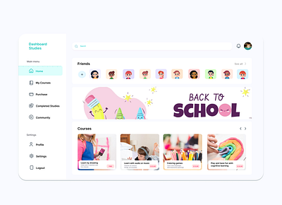 Dashboard studies - School theme dashboard design ilustration school theme ui ui design user interface