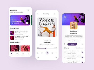 Daily UI 002 - Podcast App - UXUI Deisgn appinterface audioapp branding creativedesign designcommunity designinspiration digitaldesign dribbbleshot interactiondesign mobiledesign mobileui podcastapp ui ui design user experience userinterface ux ux design uxui podcastapp mobiledesign visualdesign