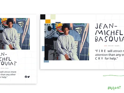 Jean-Michel Basquiat landing concept graphic design landing person ui